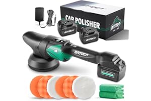 BATOCA S2 Cordless Random Orbital Polisher Buffer, 2Pcs 4.0Ah Batteries, LCD Display with 6 Variable Speed 2000- 4500 RPM Wireless Car Polishing Kit for Car Detailing, Polishing, Waxing, Cleaning