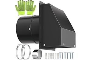 12 Inch Hooded Wall Vent with Screen and Damper, Outdoor Wall Exhaust Vent Cover Cap for Residential Housing Kitchen Rangeand