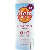 Metamucil Fiber Supplement, Unflavored Clear Mixing Powder, No Grit, No Sugar Added, Plant Based Prebiotic Fiber Supplement Blend for Daily Digestive Health, 75 teaspoons