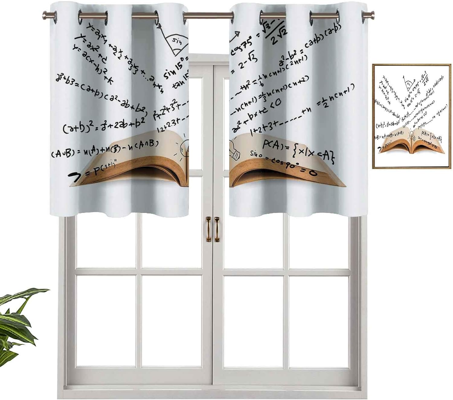 Hiiiman Cortinas opacas con ojales, cortinas cortas, cenefa, libro