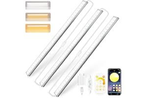 Daymeet Under Cabinet Lights, Super Bright Led Under Cabinet Lighting 3 Color Temperatures Dimmable 12 Inch Ultra Thin Cabinet Lights with Remote App Control, Led Light for Kitchen Closet (3 Pcs)