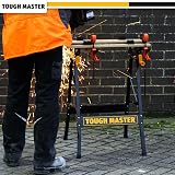 Tough Master Foldable Workbench 100 kg Portable Bamboo Top 4 Pegs Black Yellow view 8