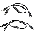 zdyCGTime 2Pack DC Power Female to Male Splitter Adapter Cable 1 Female to 2 Male 5.5mm x 2.1mm DC Power Supply Splitter Cord