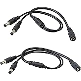 zdyCGTime 2Pack DC Power Female to Male Splitter Adapter Cable 1 Female to 2 Male 5.5mm x 2.1mm DC Power Supply Splitter Cord