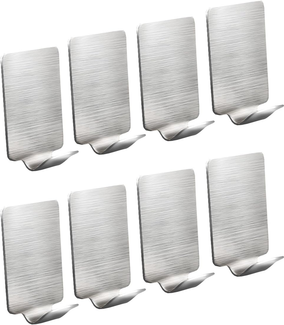 3M Self Adhesive Hooks Bathroom Towels and Robe Hooks,Stainless Steel Hook,Kitchen,Bathroom,Toilet,Behind the Door,the Silver,Operation is Simple, 8 Pieces …