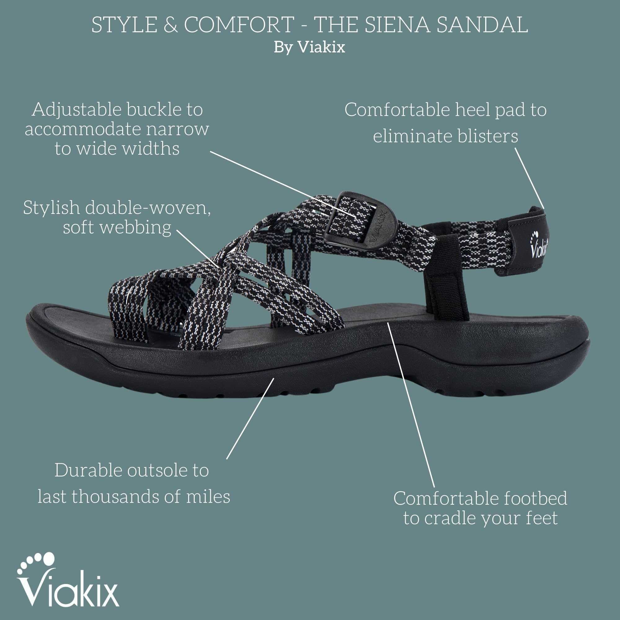 Viakix Womens Walking Sandals: Cute Stylish Comfy Athletic Sport Outdoor Hiking Sandal for Trekking Water Outdoor Beach With Arch Support for Womens Ladies