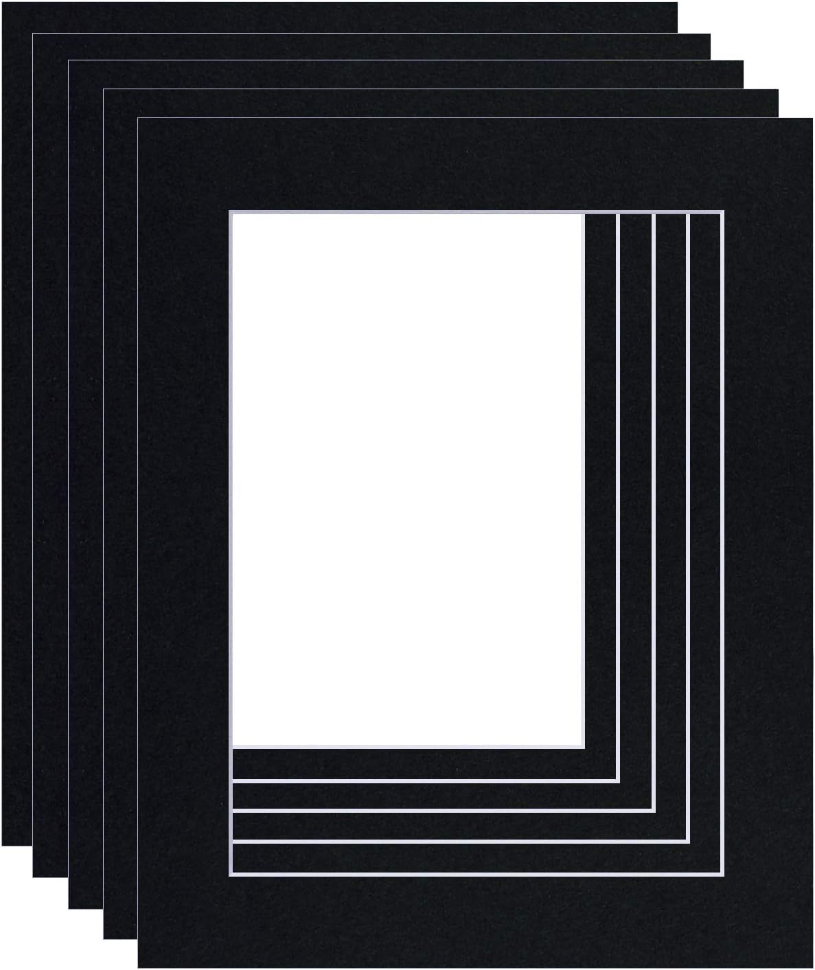 Picture Mounts, Frame Size A3 (Overall Size) to fit A4 Image, Choice of Colour & Quantity [Black (white-core), Pack of 5]
