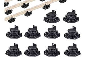 NAXVIO Deck Blocks, 10PCS Adjustable Deck Support Plastic Pedestal Paver, Shed Foundation Base Deck Block Floor Raising 1-3/16" to 2-3/8", Joist Support Pedestals for Wood WPC Aluminum Foundation Kit