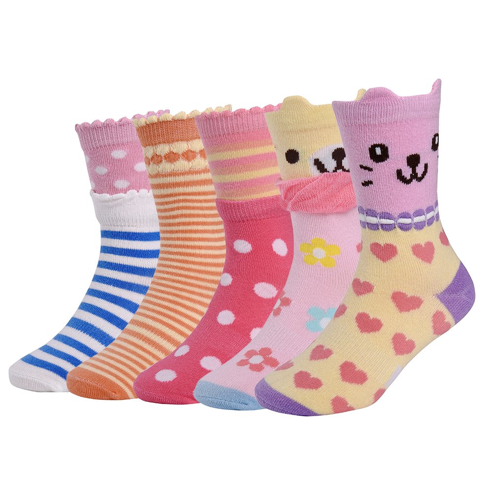 Vbiger 5 Paar Kleinkind Mädchen Dick Winter Socken Warm Baumwolle Thermische Socken, 3-5 Jahre alt(Farbe 2)