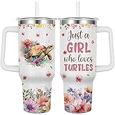 Caiibaoob Turtles Gift - 40oz Insulated Stainless Steel Tumbler with Handle (Turtle Theme)