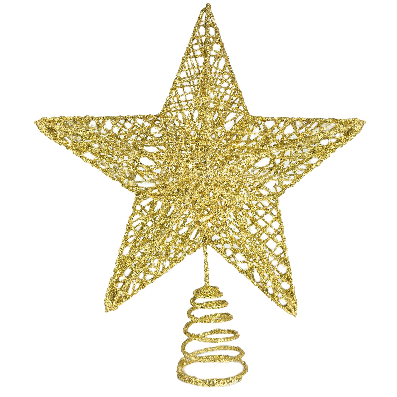 23CM Christmas Tree Topper- Christmas Tree Star for Xmas Decorations- 3D Glitter Gold Christmas Tree Topper- Star Tree Topper for Christmas Tree, Outdoor Indoor Party