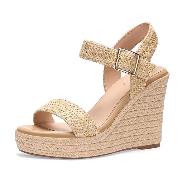VICKI·VICKI WOMEN’S PLATFORM SANDALS WEDGE ESPADRILLES WEDGES HEELS SANDALS WOMEN SHOES APRICOT SIZE 6.5