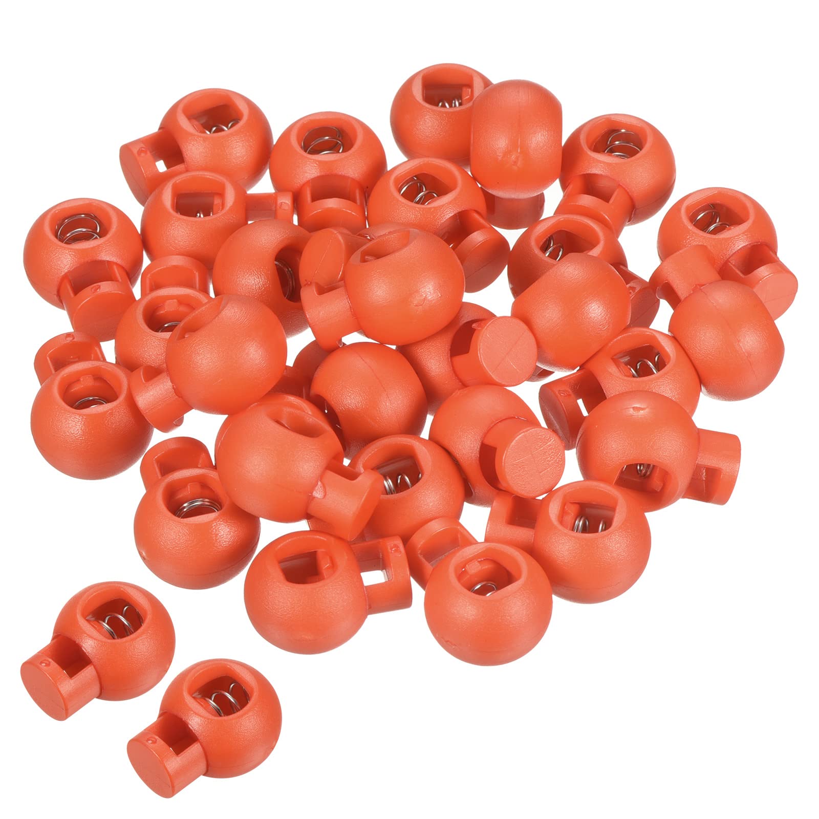 PATIKIL Cord Locks, 30 Pack Ball Spring Toggle Stopper for Drawstring Bag Shoelaces, Orange Red