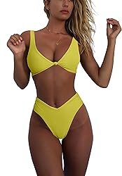 geluboao Women's Yellow Lemon Bikinis Sexy V Neck