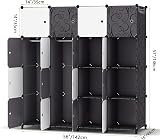 HOMIDEC Portable Wardrobe 16 Cube Closet with 3 Hanging Rails Black view 7
