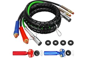 AUTSURLES 12ft 3 in 1 ABS & Power Air Line Hose with Glad Hands & 4 Glad Hand Seals for Tractor Trailer Semi Truck