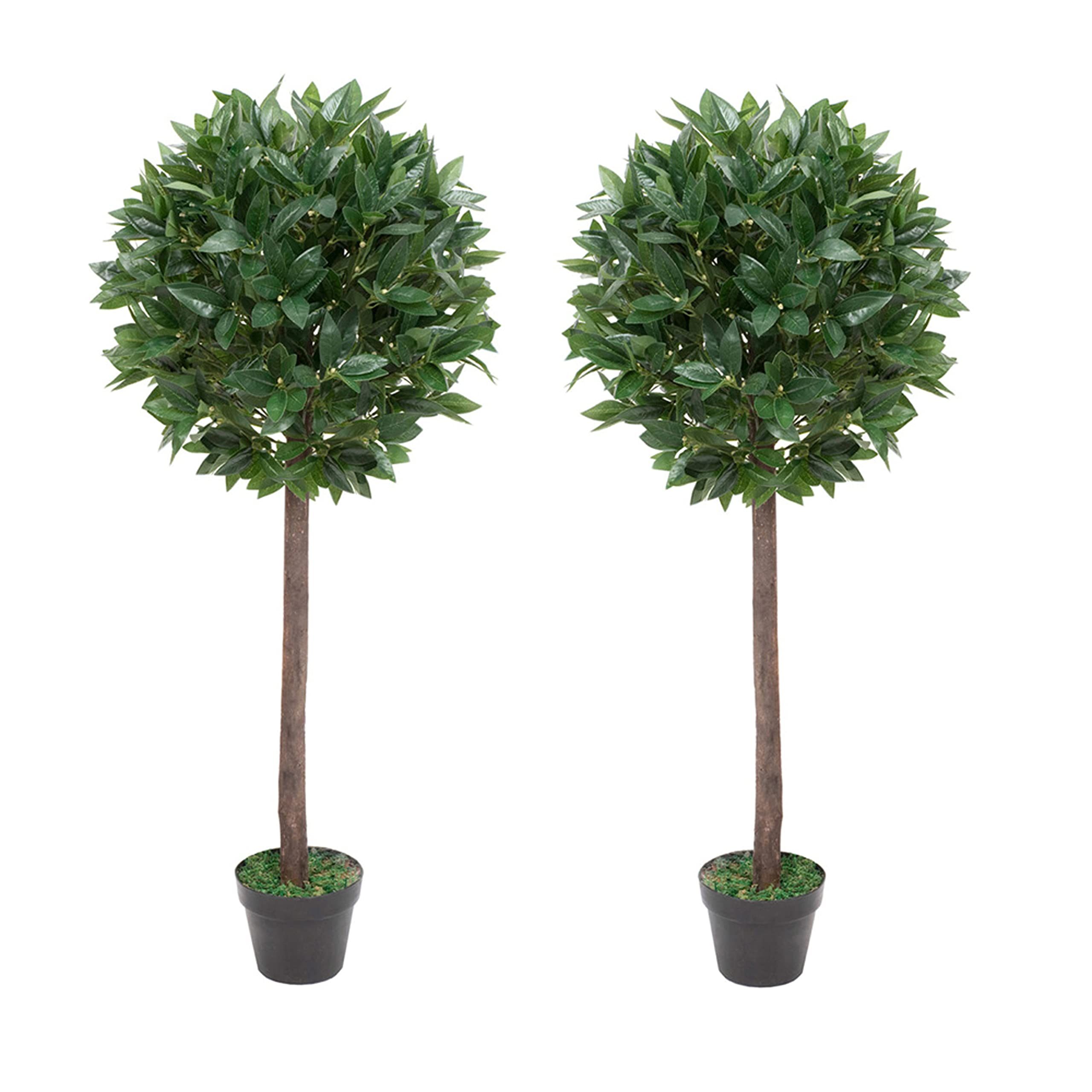 GreenBrokers 2 x Artificial Premium Quality Bay Trees 4ft, Green, Pair 4ft/120cm