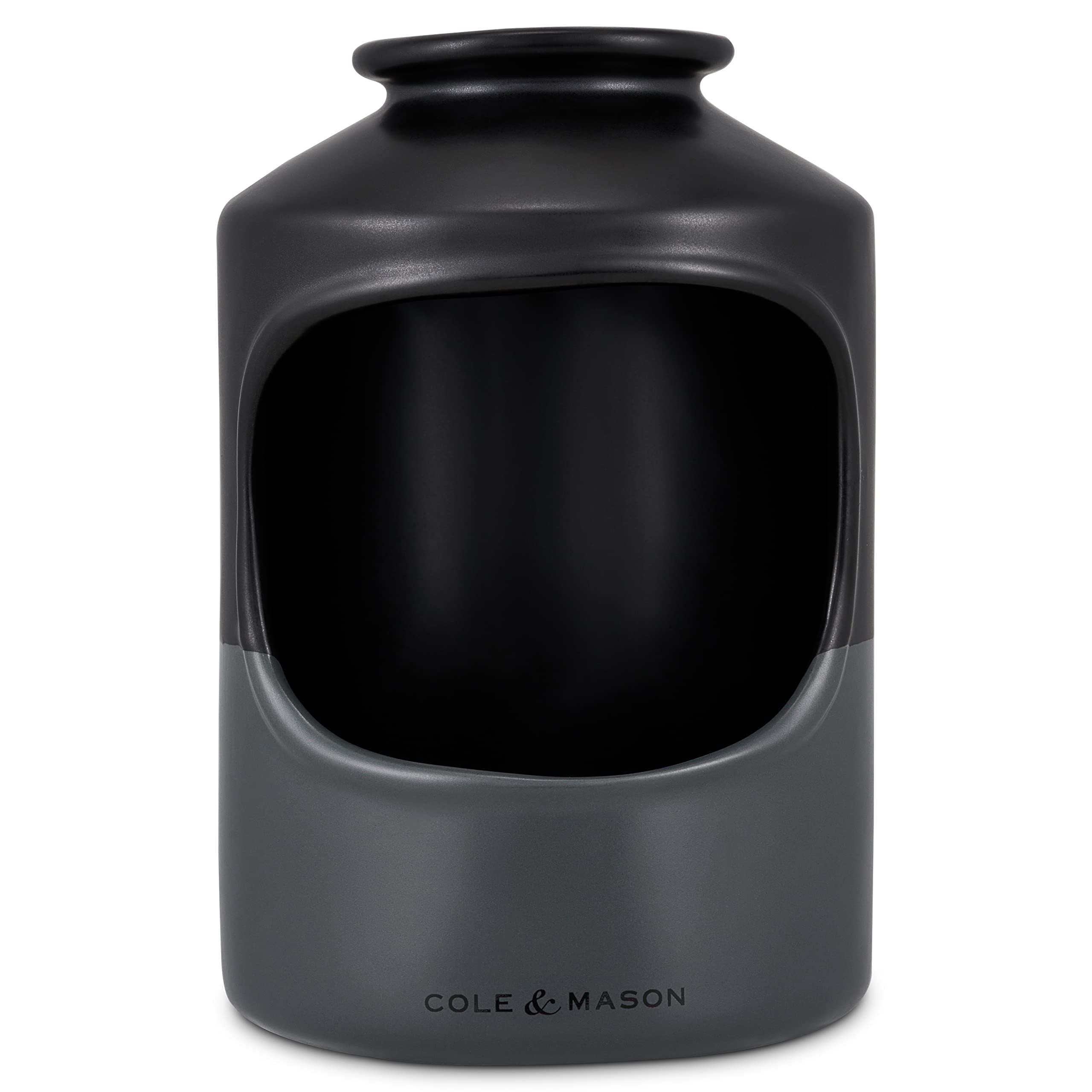 Cole & Mason Strethall Black/Grey Salt Pig, Kitchen Organisation, Seasoning Storage Pot/Salt Cellar, Ceramic, (H) 163 mm x (D) 110 mm, Salt Not Included