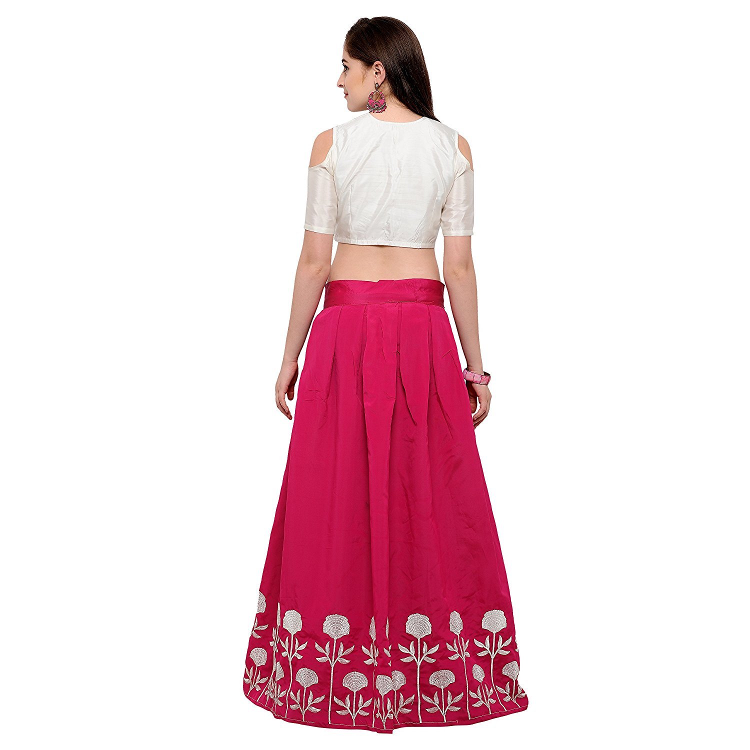 eyesonme women's taffeta silk anarkali gown(free size)