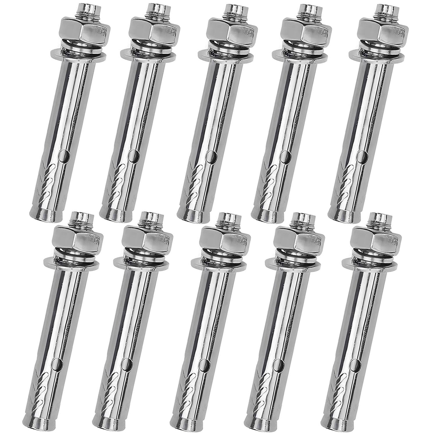 Pack of 10 Expansion Bolts Hex Nut Expansion Sleeve Anchor Bolts Heavy Duty Mounting Anchors Stainless Steel Anchors Expansion Bolt Nuts (M8 x 80mm)