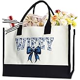 Aesthetic Canvas Tote Bag for Women Girls, Large Tote Bag for Friends Colleagues Leader Manager, 17 x 11.8 x 7 inches