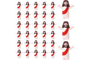 ARCHCRTC 30 Pcs Little Jesus Figurine Miniature Jesus Doll Tiny Jesus Figurine to Hide and Seek Classic Religious Gifts Christ Savior Jesus for Sunday Easter Eggs Stuffers Baptism Gift (30, Red)
