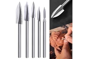 YURINWOO Wood Carving Tools, 5 PCS Engraving Drill Accessories Bit Wood Crafts Grinding Woodworking Tool with 1/8” Shank Universal Fitment for Rotary Tools