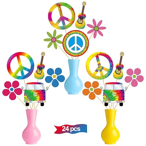 3-Piece Wooden Hippie Party Centerpieces – Peace, Love & Rainbows – For 60's Theme, Birthday, Table Decor - View #13
