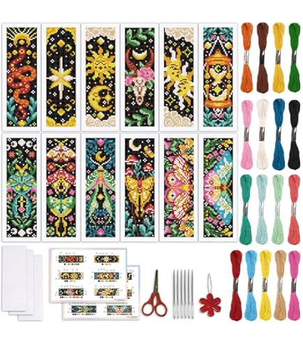 thumbnail image 2 of BEUNITONE 6 Pcs Cross Stitch Bookmark Kit DIY Ghana 2 of 11