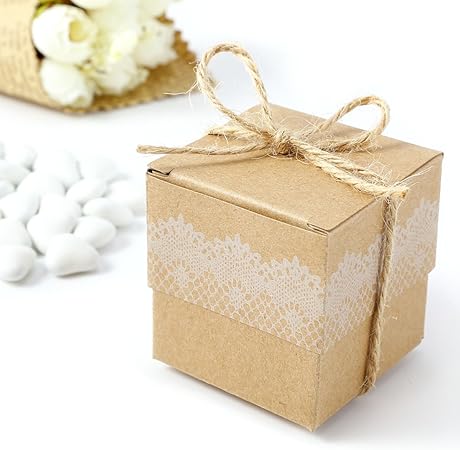 Amazon Surepromise ギフトボックス 50件 レス柄 ラッピング ラッピングボックス ギフト パッケージ プレゼント 包装 贈り物 お菓子 ハンドメイド ギフトラッピング 結婚式 ホワイトデー お祝い 誕生日 ギフトボックス 文房具 オフィス用品