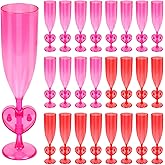 clothmile 24 Pieces Valentine’s Day Heart Plastic Champagne Flutes 6 Oz Heart Acrylic Stemware Cocktail Cups Bulk for Valentines Wedding Toasting Engagement Party Supplies