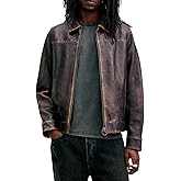 AllSaints mens Alkan Leather Jacket