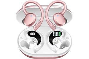 RULEFISS Headphones, Bluetooth 5.3 with Immersive HiFi Stereo, 2023 New 48Hrs Wireless Ear Buds Over Ear, ENC Mic, Comfortable Sport Earhooks, IP7 Waterproof in Ear Earphones