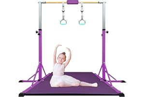 86 York Gymnastics Bar for Kids Ages 3-20, 5FT Base Length, 42" to 63" Adjustable Height, Horizontal Bar, Kip Bar for Gymnast, Gymnastic Training Equipment for Home, Gym Center