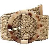eYLun Women Straw Woven Belt Elastic Braided Stretch Waist Belt Ladies Boho Buckle Dress Buckle Belt