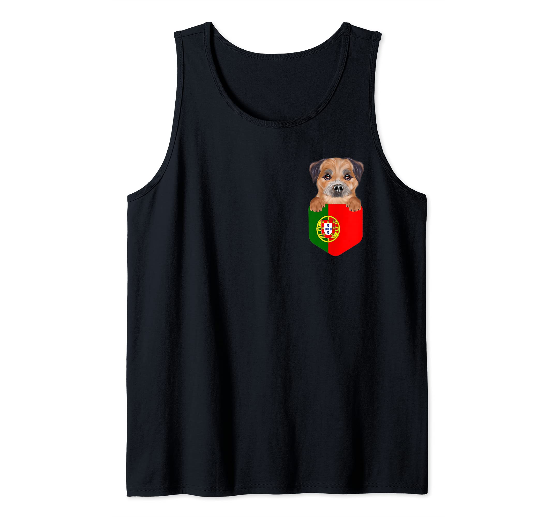 Portugal Flag Border Terrier Dog In Pocket Tank Top
