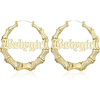 Kwkppz 18K Gold Plated Bamboo Hoop Earrings for Women – Large Round Heart Design, 80/90s Ghetto Door Knocker Style, Trendy Hi