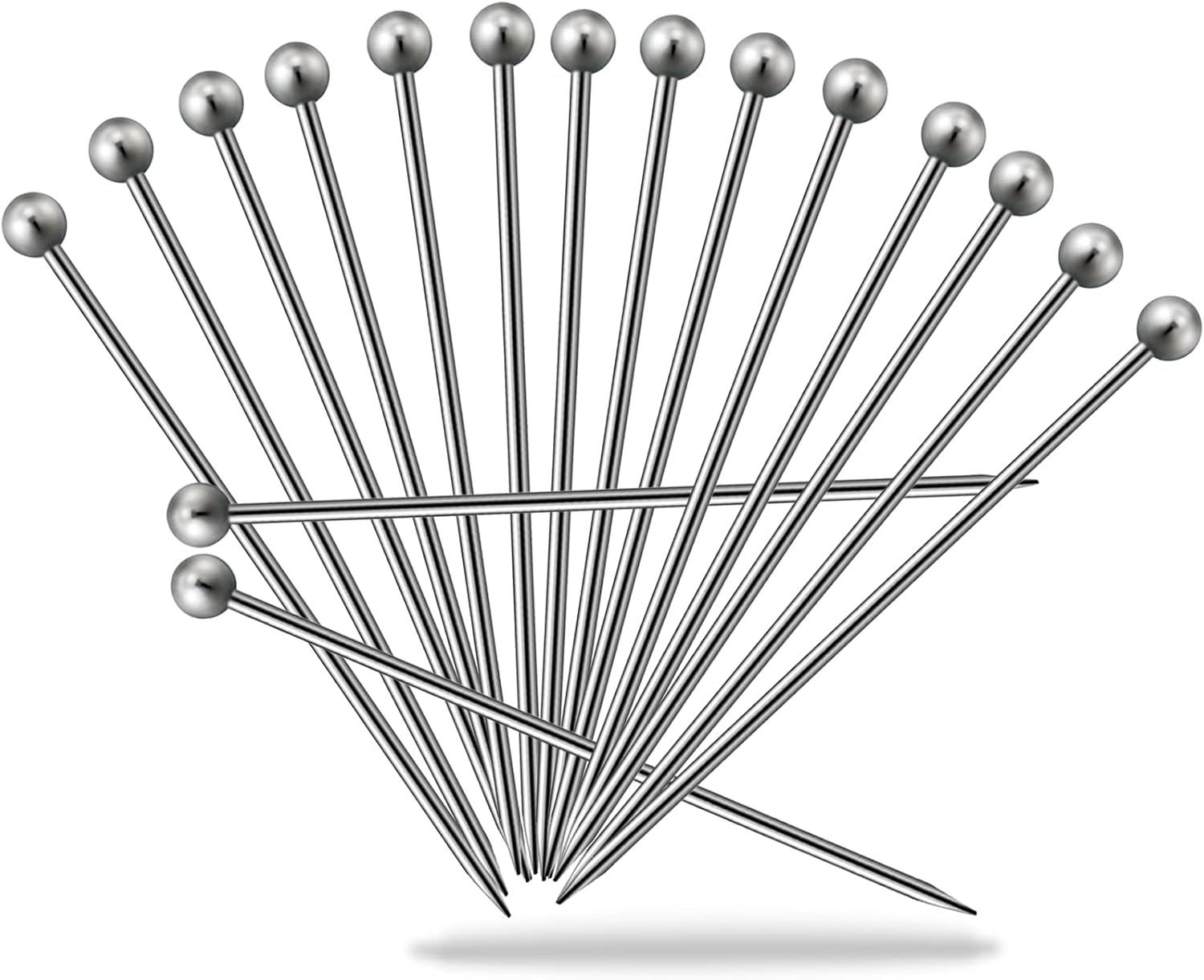 30PCs Cocktail Picks Stainless Steel Toothpicks, 6.3 Inch Martini Picks Set Reusable Metal Martini Olive Skewers Drink Skewers Martini Sticks for Olives Appetizers Bloody Mary Brandied