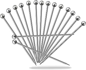 30PCs Cocktail Picks Stainless Steel Toothpicks, 6.3 Inch Martini Picks Set Reusable Metal Martini Olive Skewers Drink Skewers Martini Sticks for Olives Appetizers Bloody Mary Brandied