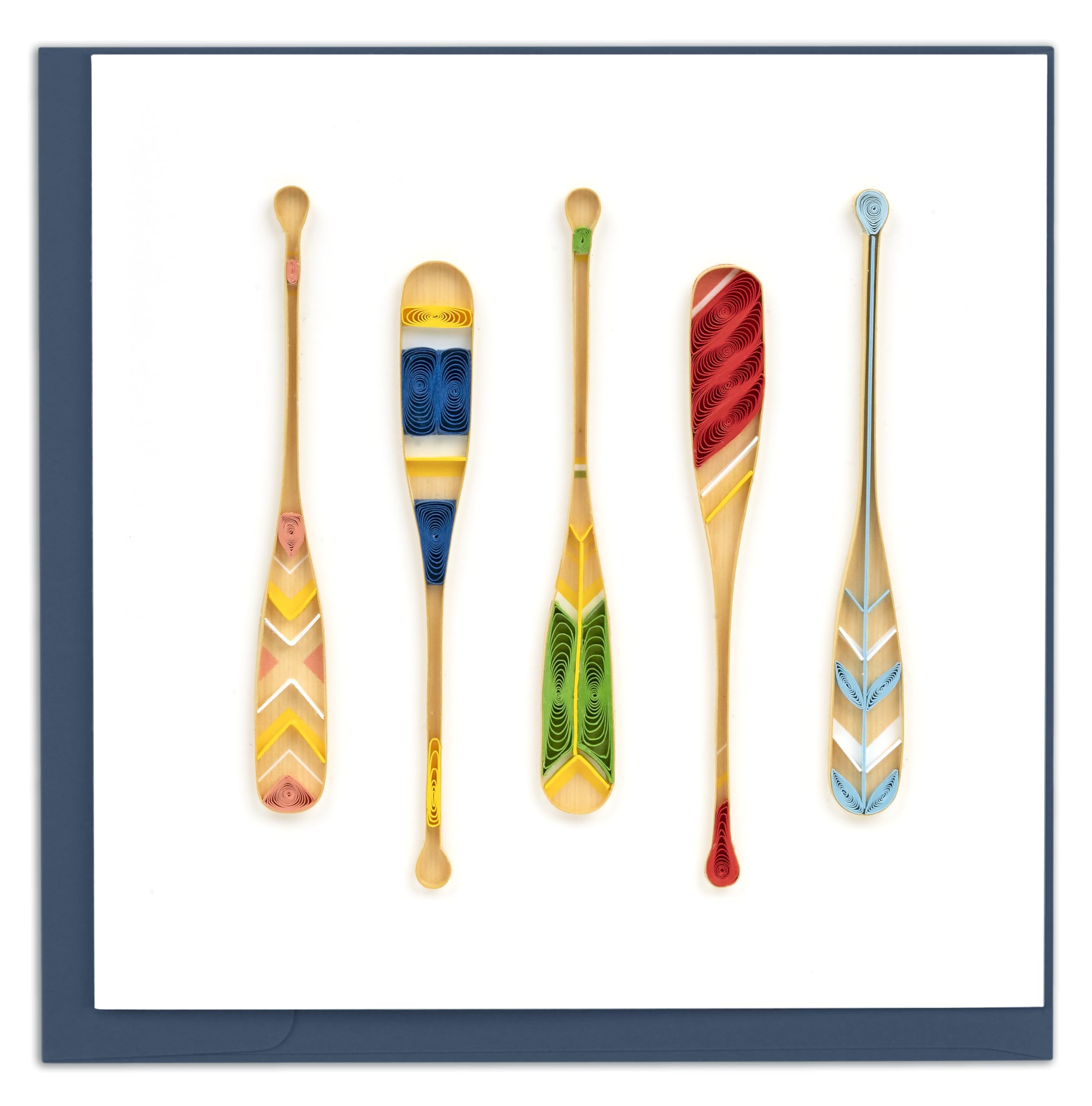 Quilling Painted Canoe Paddles Rowing Adventure Hand-Finished Art Greeting Card Frameable Art - Suitable for Framing in a Card Frame - by The Quilling Card Company