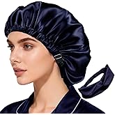 2Pcs Satin Bonnet Silky Bonnets Hair Bonnet For Sleeping Double Layer Curly Hair Sleep Cap Womens Silk Night Hats