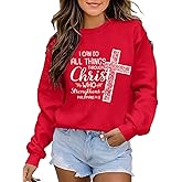 KEEVICI Christian Jesus Sweatshirts For Women Religious Bible Verse Cross Sweatshirt God Hoodie Faith Long Sleeve Shirts