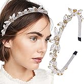 Firuilo Thin Rhinestones Headband Blue Crystal Hair Bands Sparkle Beaded Head Bands for Women(Type A) (White)