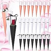 Thyle 24 Pcs Single Rose Sleeves Single Flower Bags Valentine's Day Rose Wrapping Paper Floral Wrapping Paper for Valentine's Mother's Day Gifts Wedding Birthday Arrangement(Black, White, Pink)