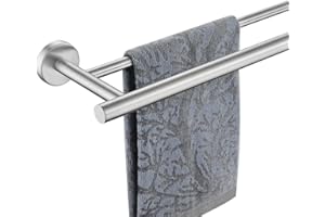JQK Double Towel Bar 27 Inch, Brushed Steel Useable Length 24 Inch 304 Stainless Steel Thicken 0.8mm Bath Towel Rack for Bathroom, Towel Holder Wall Mount, TB100L24-BN