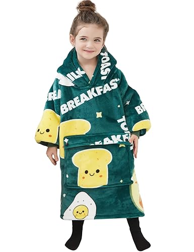KFUBUO Wearable Blanket Hoodie for Kids Toddlers Sherpa Blanket