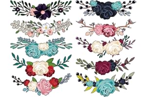 10Pcs Flowers Iron On Patches,Sew Applique Patch,Embroidered Iron On Patches Printing Clothes Patches Applique Heat Transfer 