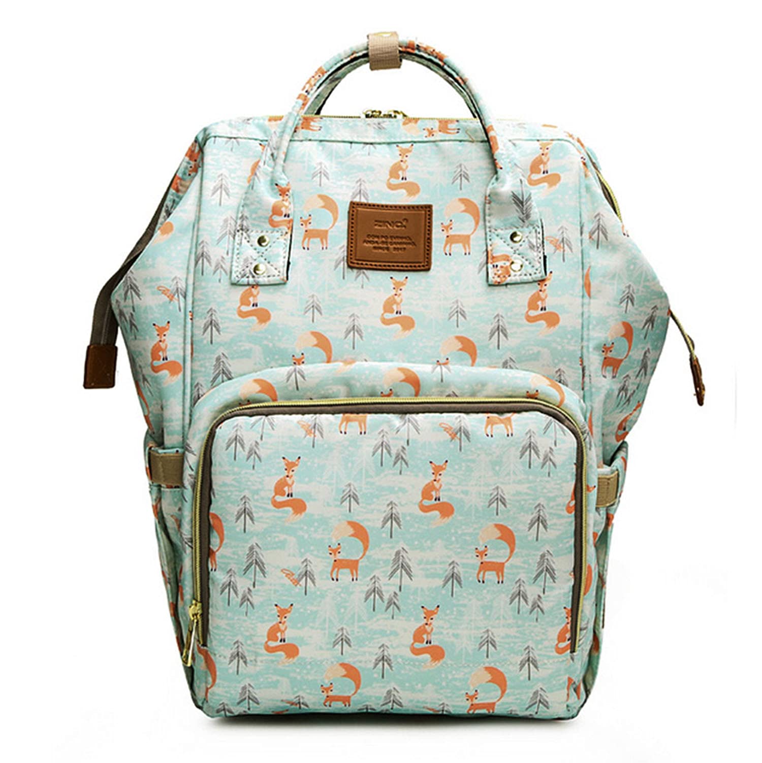 Naxdawon Multi-function Baby Diaper Bag Waterproof Travel Diaper Backpack Large Capacity Maternity Baby Nappy Bag Nursing Bag for Boys Girls (Fox)