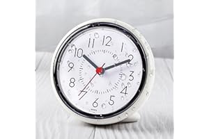 URWISE Shower Clock, Shower Clock Waterproof, Clocks for Bathroom, Silent Non-Ticking, Prevent Mist, with 3 suction cups (4 Inches White)
