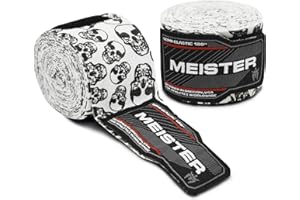 Meister Adult 180" Semi-Elastic Hand Wraps for MMA & Boxing (Pair)